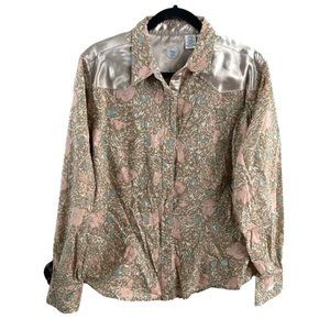 Ultra Twenty X Pearl Snap Western Shirt, Sz XL Beige Floral